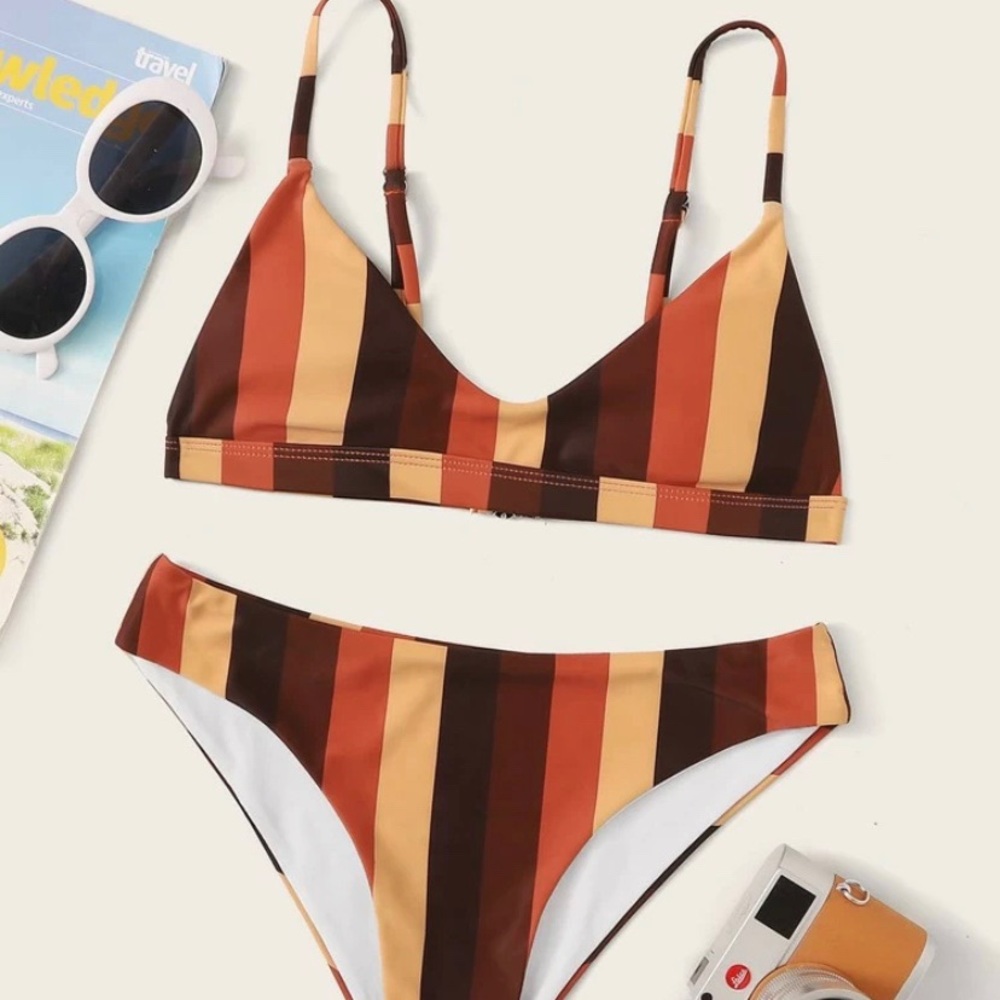 Multi-Colored Striped Bikini